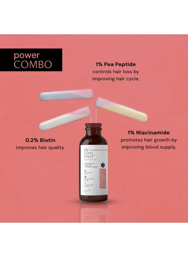 Deconstruct Postpartum Hair Loss Control Serum with Biotin and Contains 1% Pea Peptide + 1% Niacinamide | For hair fall after pregnancy | Breastfeeding Safe | 50ml - Image 3